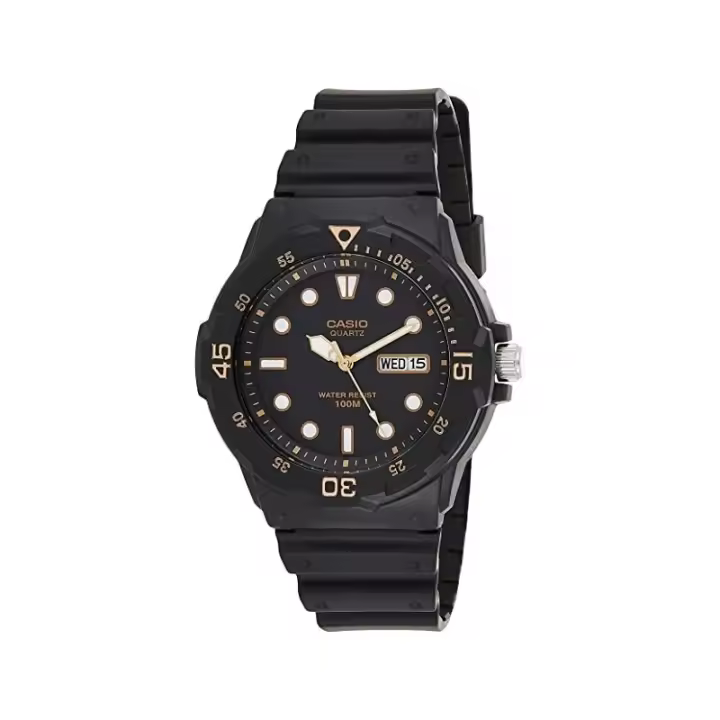 Casio MRW-200H-1E Reloj Analógico para Hombre de Cuarzo correa resina esfera negra con calendario CCMRW200H1E - 1