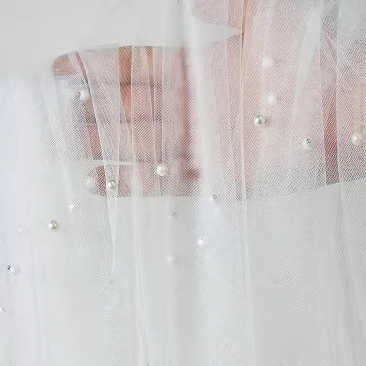 Mesa De Boda Con Perlas Blancas Y Tulle 1 Pieza Decoración De Fiesta De Boda Fondo De Evento Para Mesa De Comedor - 1