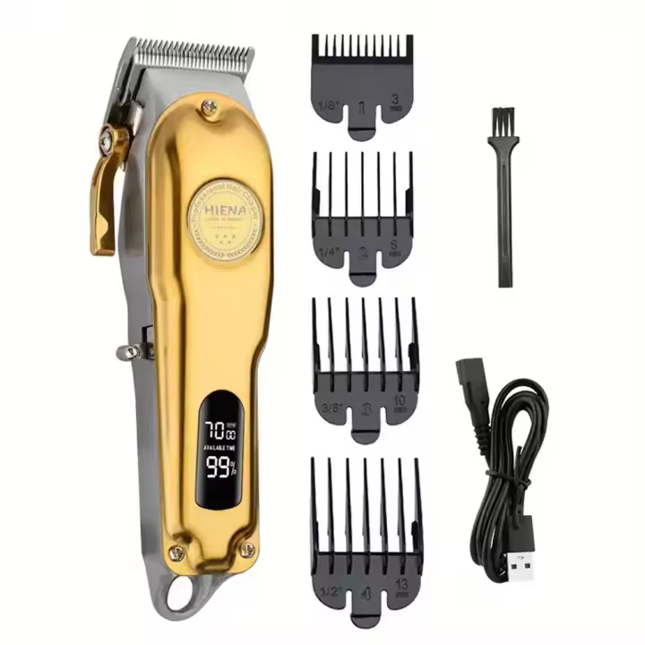 Hiena HYN-202 Recortadora De Pelo Profesional Con Corte De T-Blade Para Hombres Kit De Corte De Pelo Inalámbrico Recargable Con Pantalla LED Ajuste De Longitud Eléctrico - 1