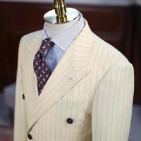 Traje De Hombre (Top + Pantalones) Moda Casual Elegante Con Rayas Traje Deportivo Formal Para Banquete Trabajo Noche - details 1
