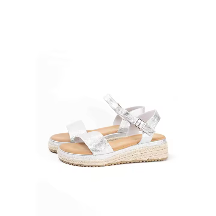 Lyla Wang Sandalias doradas mujer de esparto diseño con doble tira - 1