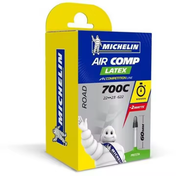 MICHELIN | Cámara Aircomp Latex 700x22-23 Válvula Presta 60 Mm - La Cámara Carretera Michelin Aircomp Latex tiene la capacidad, junto con la cubierta, de absorver las irregularidades del suelo y - 1