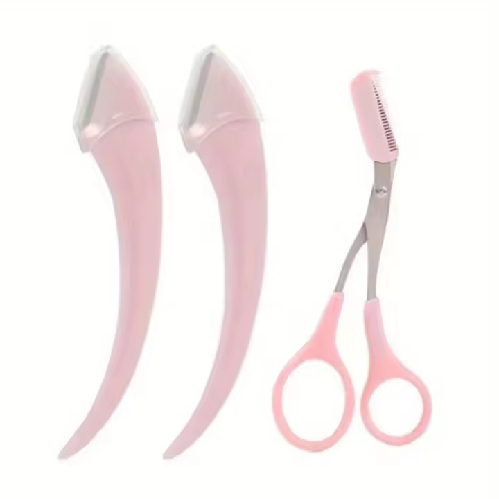 Juego De Afeitadora De Cejas Curvada Cuchilla Para Cejas Peinado Y Tijeras Fácil Herramientas De Belleza Para Principiantes - 1