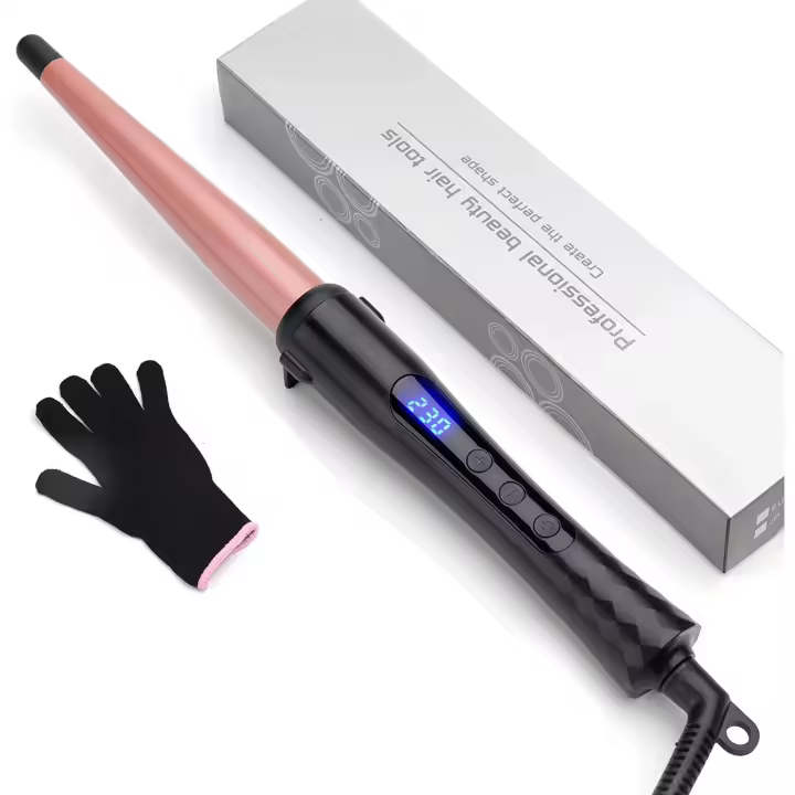 Rizadores de pelo cónicos para Mujer, rizador eléctrico de pelo Largo with Pantalla LED y Control de temp, Varita rizadora, 13-25mm - 1