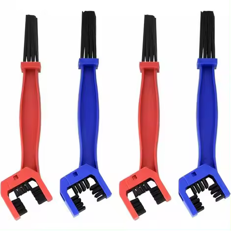 cepillos para cadena de motocicleta, cepillo de limpieza de bicicletas, cepillo de limpieza de cadena y bicicleta de montaña para scooter, bicicleta, grasa para cadena de motocicleta (rojo, azul) - 1