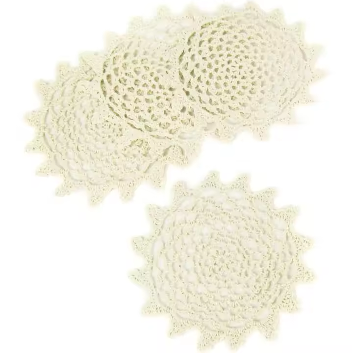 Manteles individuales de encaje de algodón a crochet, 4 piezas - 1