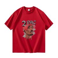 Camiseta De Algodón Para Hombre 2Pac Tupac Estampado High Quality Hip Hop Streetwear Manga Corta Oversized Camiseta Casual - details 5