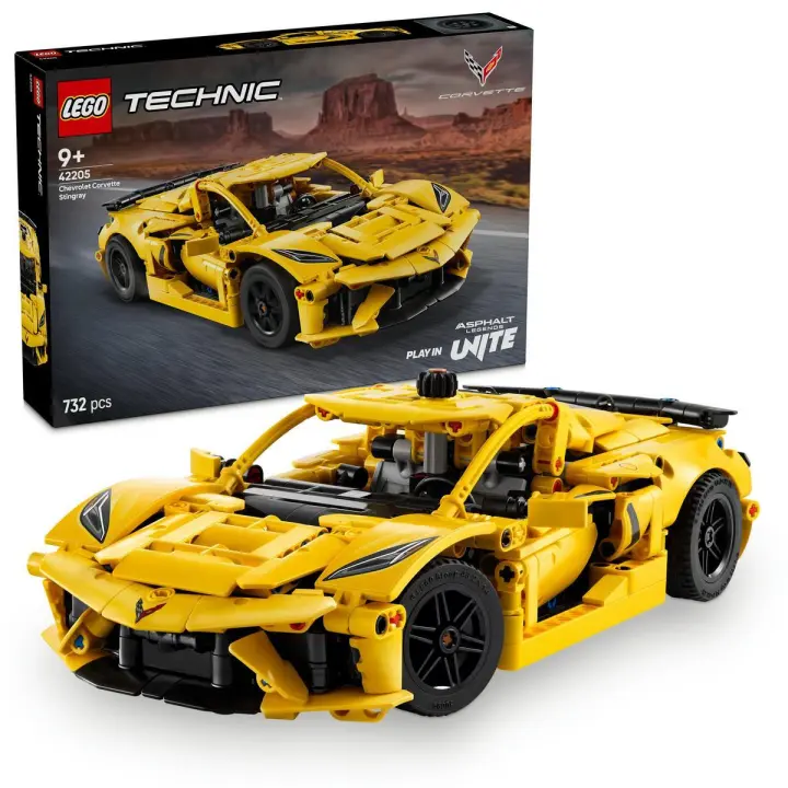 LEGO 42205 Technic Chevrolet Corvette Stingray, Kit de Maqueta de Coche Deportivo de Juguete, Vehículo con Puertas y Capó que se Abren, Decoración Dormitorio, Regalo para Niños y Niñas de 9 Años o Más - 1