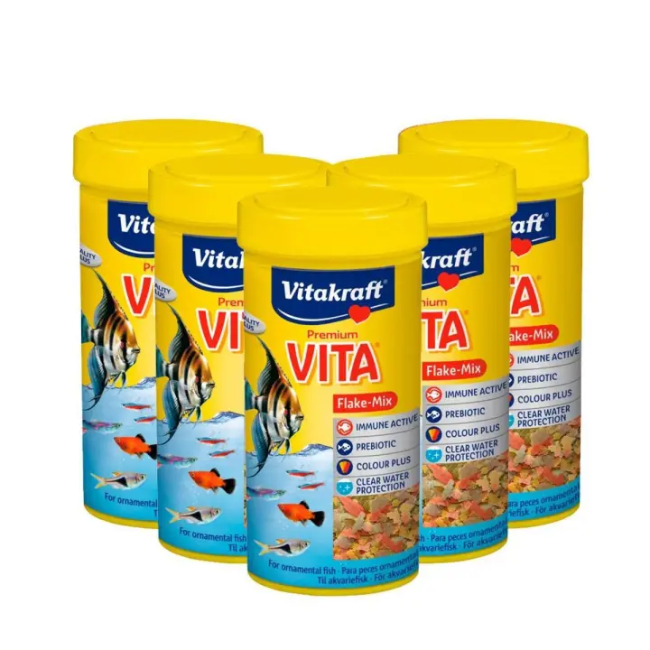 Vitakraft - Alimento completo para peces tropicales Vita flakes - mix ( Pack 5 x 250 mL) - 1