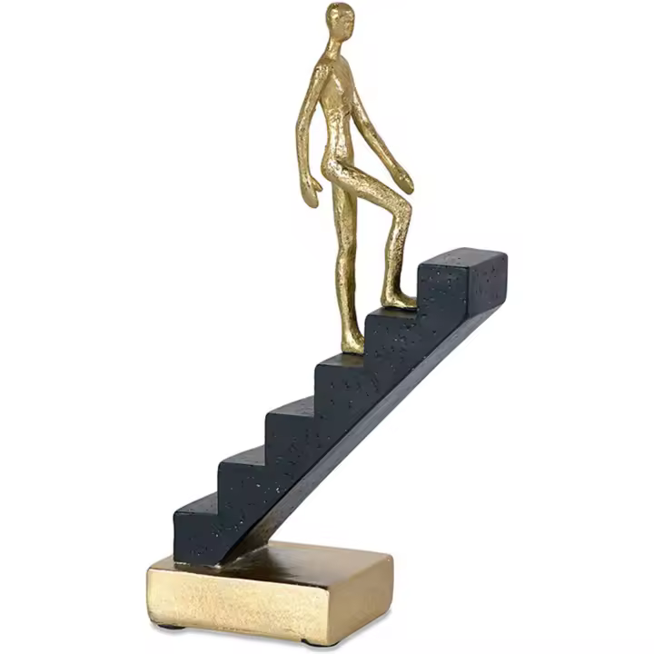 Figura hombre en escalera 16*29 negro dorado dream  Material: Resina Medidas (Ancho*Alto*Fondo): 16*29*7.2Presume de casa - 1
