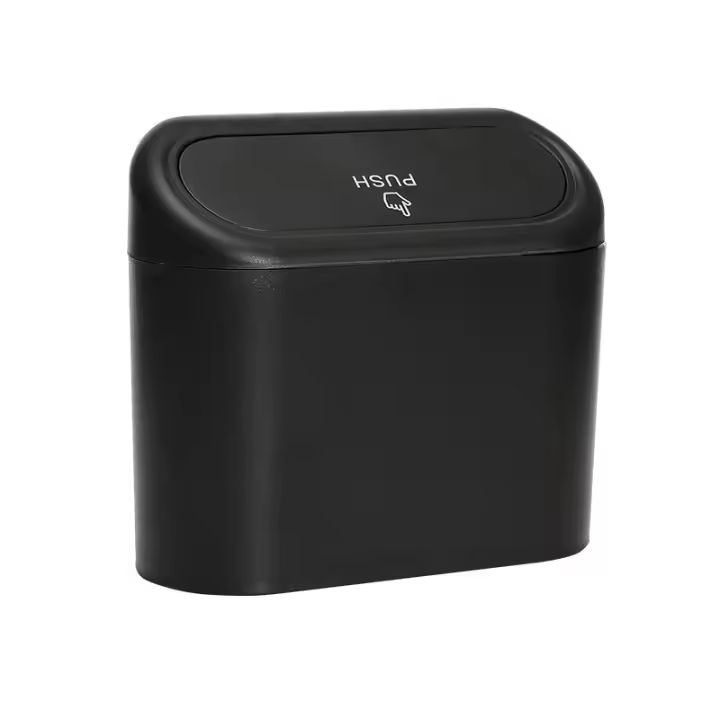 Caja De Basura Para Coche Plástica Tipo Presionada Cubo De Basura Redondo Almacenamiento De Basura Para Vehículo Tamaño 10x16x15 Cm - 1