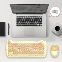 Cute Cat Shaped Wireless Keyboard and Mouse Set, 84-Key 2.4GHz Optical Mouse, Portable ABS Design, Non-Rechargeable AAA Battery, PC Compatible - details 0