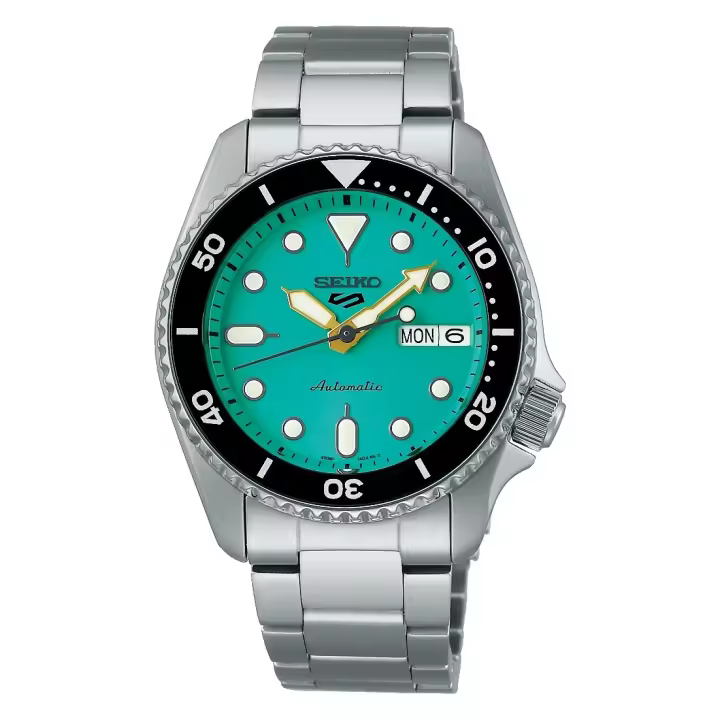 reloj automático buceo Seiko 5 Sports SKX ‘Midi’ Teal SRPK33K1 38mm 100m WR correa de acero - 1