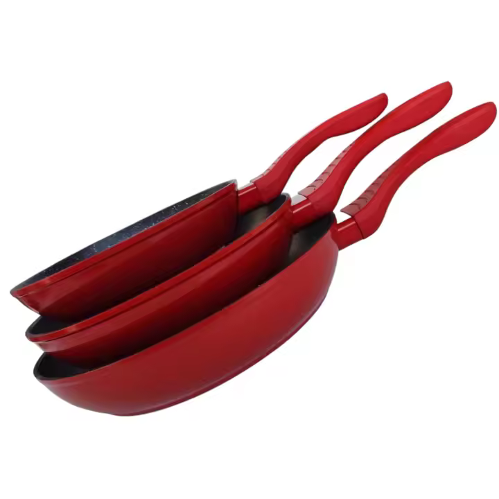 PACK X3 - SET X3 - SARTENES - SARTEN - APTO PARA TODO TIPO DE FUEGO - APTO LAVAVAJILLAS - COLOR GRIS - BATERIA DE COCINA - 3 PIEZAS EN GRANITO - 20 CM - 24 CM - 28 CM - ANTIADHERENTE - MARMOL FUNDIDO A PRESION - APTO INDUCCION - COLOR ROJO - GRANITO - 1