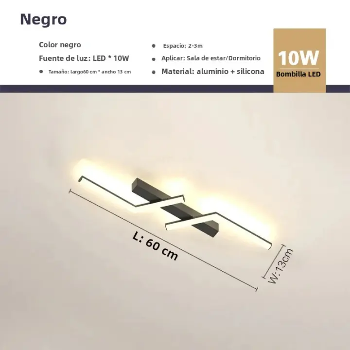Lámpara De Techo Moderna LED En Forma De Línea Para Sala De Estar Comedor Dormitorio Y Estudio Iluminación Dorada Y Negra Incluye Bombillas Montaje Fácil - 1