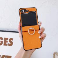 Funda De Cuero Con Patrón De Lichia Para Samsung Galaxy Z Flip 6 5 4 3 Flip6 Flip5 Flip4 Flip3 5G Con Anillo Soporte Antichoque - details 6