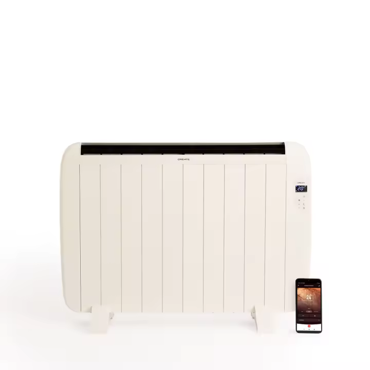 CREATE - Emisor/Calefactor térmico con WiFi de bajo consumo - 25m² de trabajo - con temporizador - WARM SLIM 1500W - 1