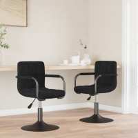 vidaXL Sillas de comedor giratorias 2 uds terciopelo en color Negro/Gris oscuro/Gris claro | cómodas modernas ergonómicas para comedor cocina salón hogar - details 0