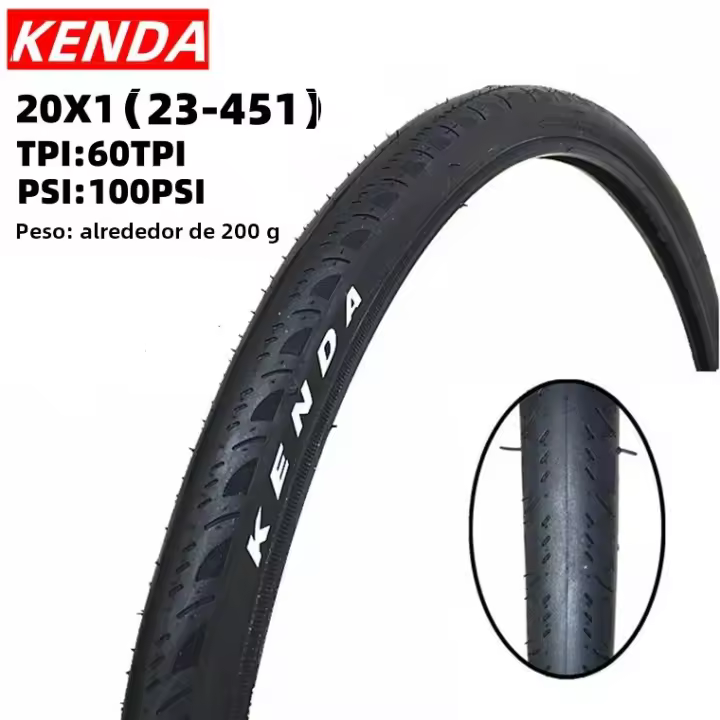 Pneumático Kenda Para Bicicleta De Carril Y BMX Plegable 18x1.25 20x1-1/8 Pulgadas 650x23c K1018 Neumático De Carretera - 1