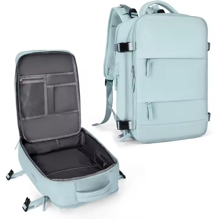 Mochila de viaje grande coowoz para mujeres y hombres, mochila de mano, mochila de senderismo, mochila impermeable para deportes al aire libre, mochila informal, artículos esenciales para viajes (negro) - 1
