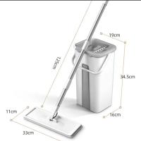 Mopa con Cubo Escurridor con Compartimentos, Cabezal Plano y Flexible Rotación 360. Fregona Escurrefacil. Ideal para Limpiar Suelos, Paredes, Techos, Ventanas y Muebles - details 2