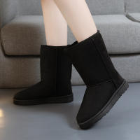 Botas De Nieve BCEBYL De Terciopelo Cálido Y Moda Casual Con Punta Redonda Y Suela Gruesa Color Sólido Medias Cañas Para Mujer - details 4