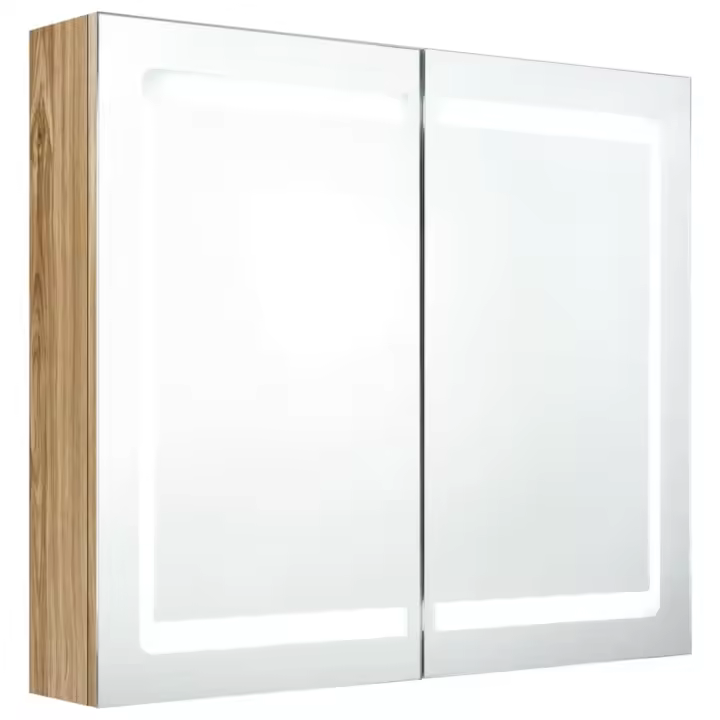 Armario de baño con Espejo y LED color Roble 80x12x68 cm - 1
