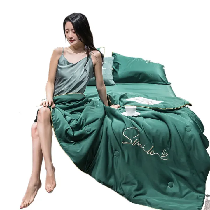 Sábana De Seda Lavada 100% Para Verano Con Bordado Suave Y Frío Almohadilla De Cama Seda Suave Y Fría Para Uso Doméstico Y Hotel - 1