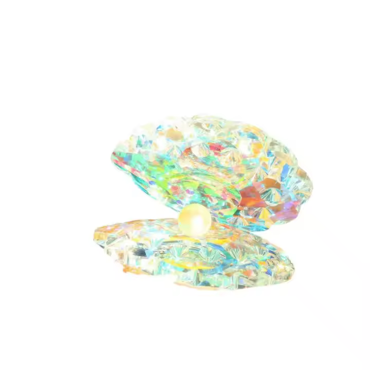 Concha De Cristal Reflector Con Perla Adorno De Cristal Con Concha De Perla Decoración De Escritorio Coleccionable Figura De Mar - 1