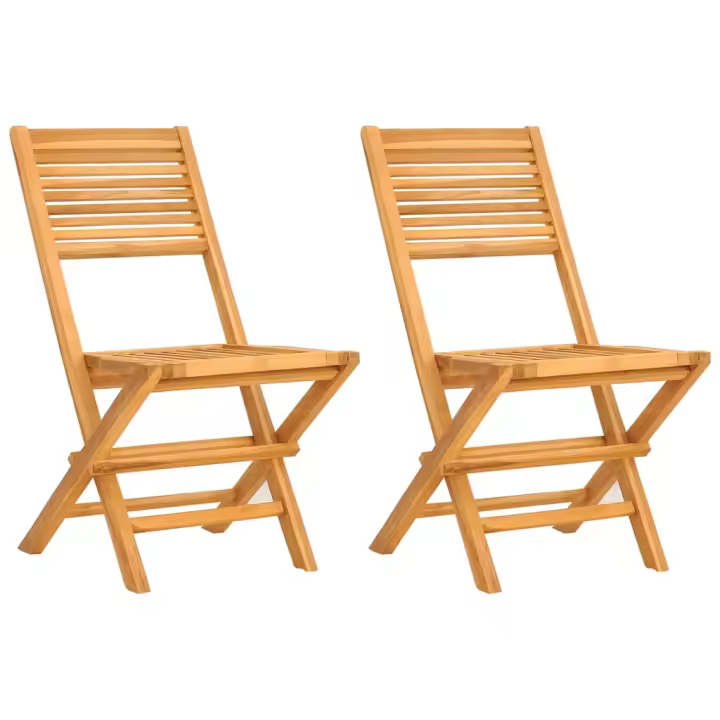 vidaXL Sillas de jardín plegables 2 uds madera maciza teca 47x62x90cm - 1