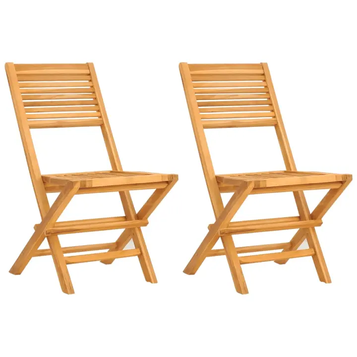 vidaXL Sillas de jardín plegables 2 uds madera maciza teca 47x62x90cm - 1