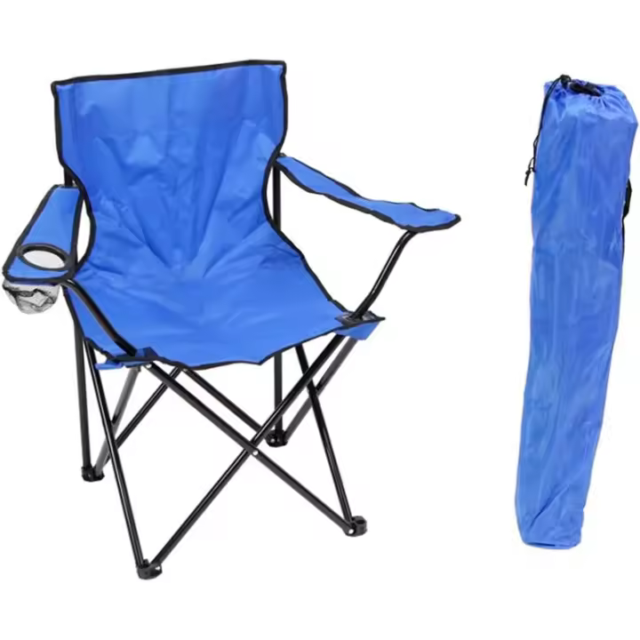 Silla de Camping Plegable con Portavasos  Metal y Lona  80x80x49 cm - 1