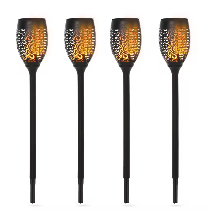 Outsunny Luz Solar, Luz de Jardín, Juego de 4 Lámparas, 6-8 h, IP44 Resistente al Agua, Plástico, Negro, Ø12 x H72 cm - 1