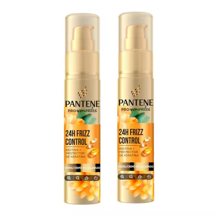 Pantene Frizz Control Sérum con Biotina y Keratina 70ml Tratamiento Acondicionador Sin Aclarado para Pelo Seco y Dañado. Resultados Instantáneos para una Suavidad Duradera. Fijación Flexible 2x70ML - 1