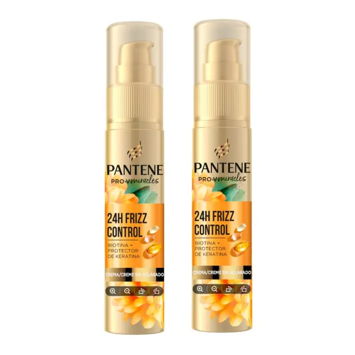Pantene Frizz Control Sérum con Biotina y Keratina 70ml Tratamiento Acondicionador Sin Aclarado para Pelo Seco y Dañado. Resultados Instantáneos para una Suavidad Duradera. Fijación Flexible 2x70ML - 1