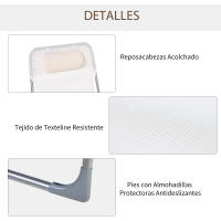 Outsunny Tumbona Plegable y Reclinable de Jardín con Reposacabezas y Respaldo Ajustable en 5 Niveles Tela de Texteline Transpirable 182x56x24,5 cm Marrón - details 1