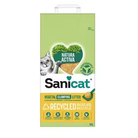 Arena Aglomerante Sanicat Natura Activa Recycled para Gatos 10 L - 1