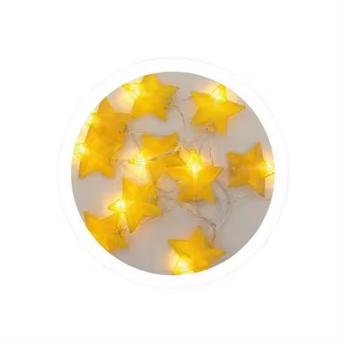 Gsc Evolution Estrellas LED Doradas 1,35M 2xaa Luz Cálida | Decoración Hogar - 1