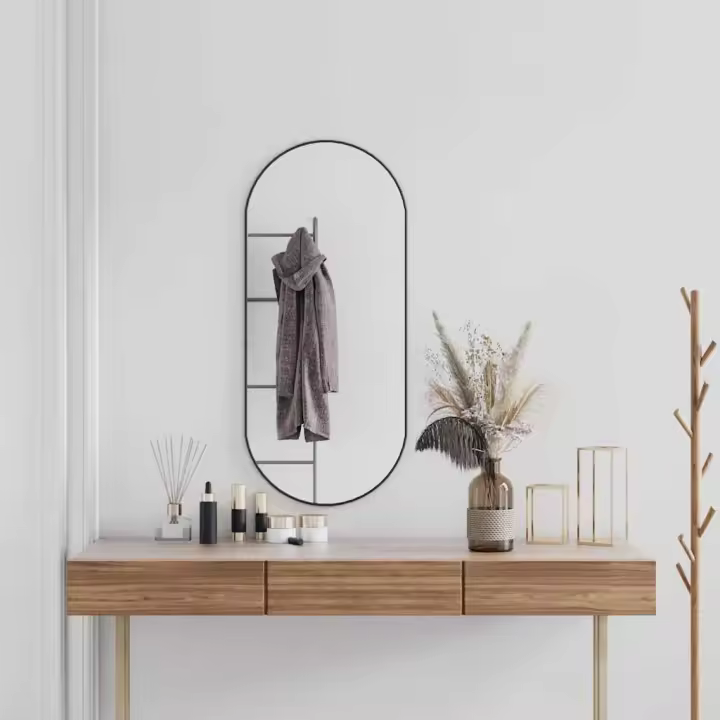 Espejo de pared ovalado negro 100x45 cm - 1