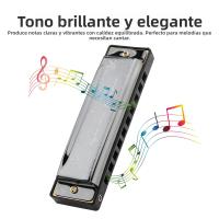 Harmonica Blues De 10 Agujeros 20 Aros Para Principiantes Con Placa De Arcilla De Cobre Marrón / Negro Regalo De Órgano De Bocina - details 24