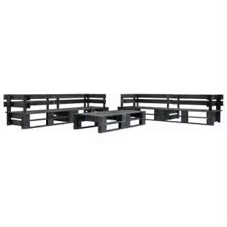 VIDAXL 277436 set de muebles de palés para jardín de 6 piezas fabricado en madera de pino de color negro - 1