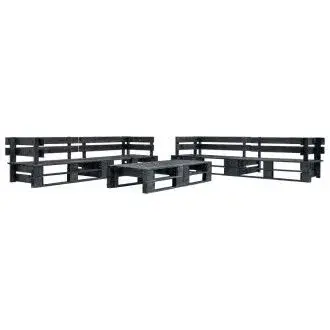 VIDAXL 277436 set de muebles de palés para jardín de 6 piezas fabricado en madera de pino de color negro - 1