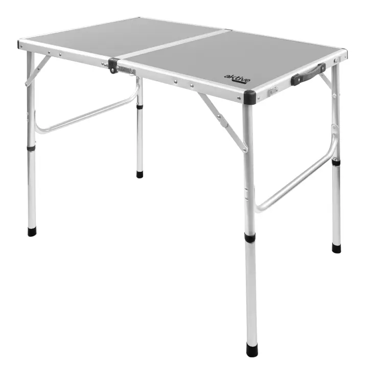 Mesa plegable camping portátil antideslizante Aktive, de aluminio y madera MDF, con asa de transporte, medidas 90x60x40/70cm - 1
