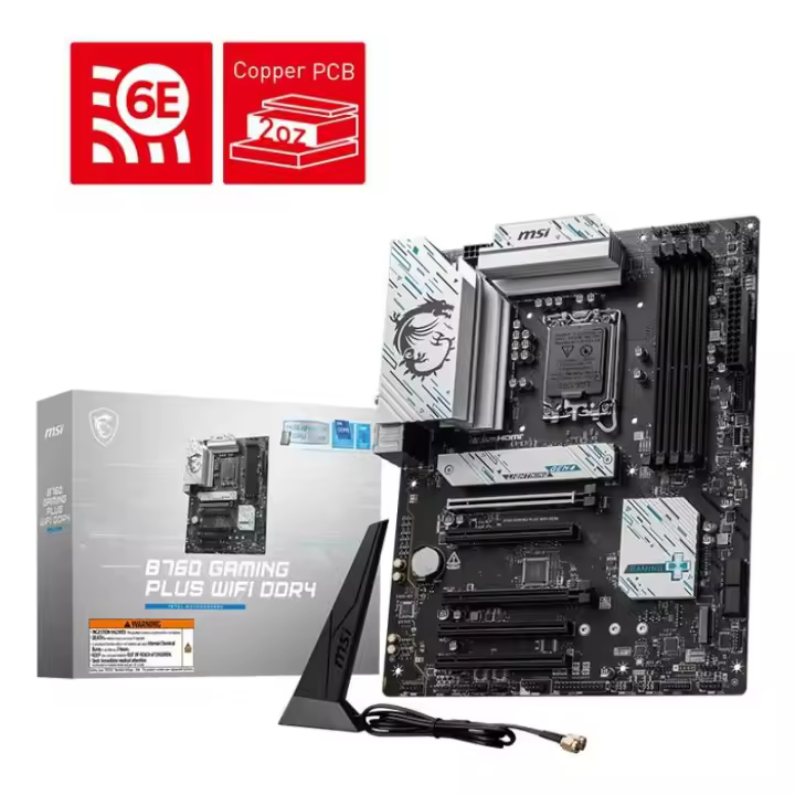 MSI - Placa base PRO B760 GAMING PLUS WIFI ATX 1700 DDR4 para procesadores Intel Core 12ª, 13ª y 14ª generación con Wi-Fi 6, Bluetooth 5.3 y disipación térmica Frozr - 1