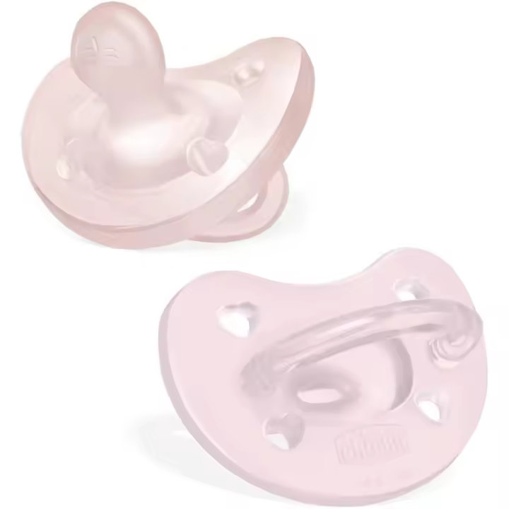CHICCO - PhysioForma - Chupete de Silicona 0-2 Meses - Apoyan la Respiración Fisiológica - Suave y delicado - Pack 2 Piezas - Rosa - 1