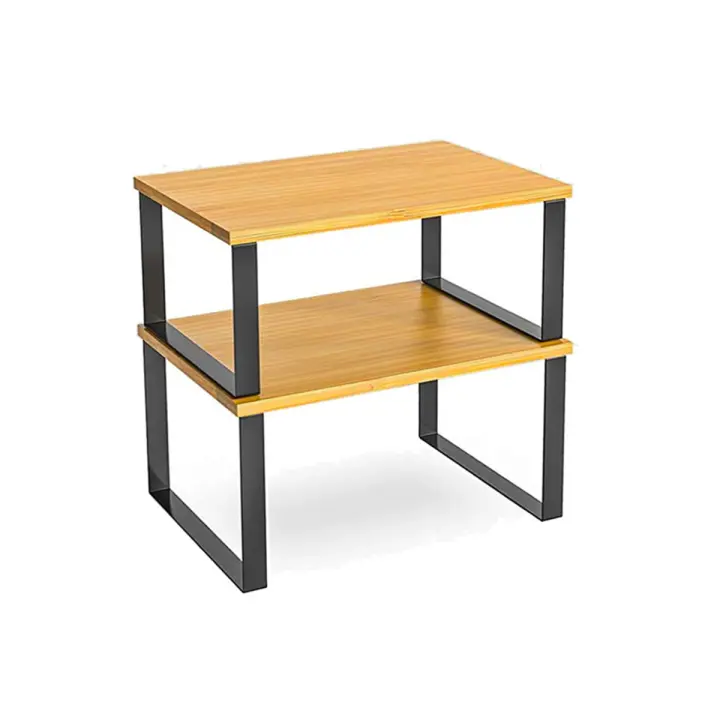 Estante de Cocina Doble de Metal y Bambú | Organizador Elegante y Funcional Apilable, Estante de almacenamiento de cocina x 2 unidades - Kitchen Family - 1