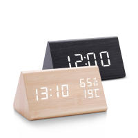 Reloj De Despertar Digital LED En Madera Con Control Por Sonido Y Luz USB/AAA Poderado Decoración De Mesa Para El Hogar Estilo Moderno Y Antiguo - details 0