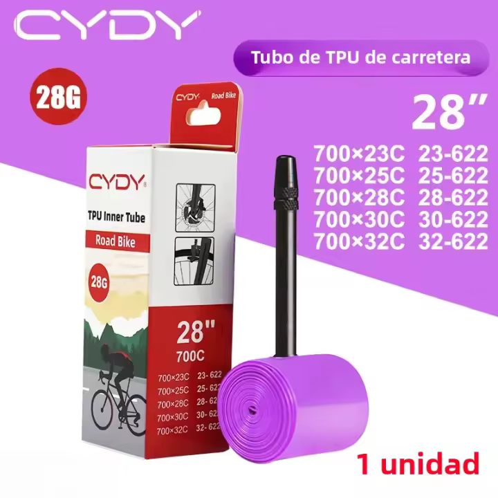 Tubo Interno De Bicicleta De Carretera CYDY 28g TPU 700x23C 25C 26C 27C 28C 30C 32C Neumático Para Bicicletas Ciclismo Y Cámara Valoración Francesa - 1
