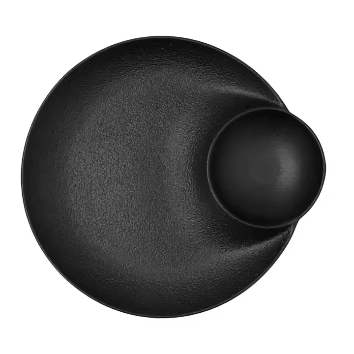 BIDASOA FOSIL Plato Dipear Porcelana 27,5x25,7x3,6 CM Negro Mate Reforzado Especial Hosteleria - 1
