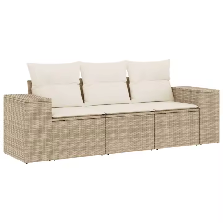 Juego de sofás de Jardín con bolsillos beige 3 pzas - 1